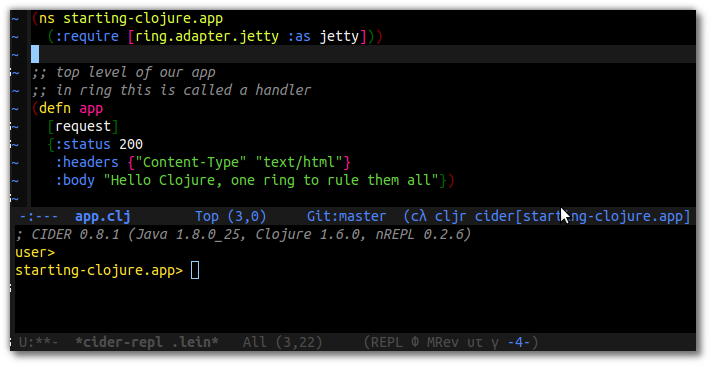 Emacs Live - CIDER change to namespace of current Clojure code - C-c M-n