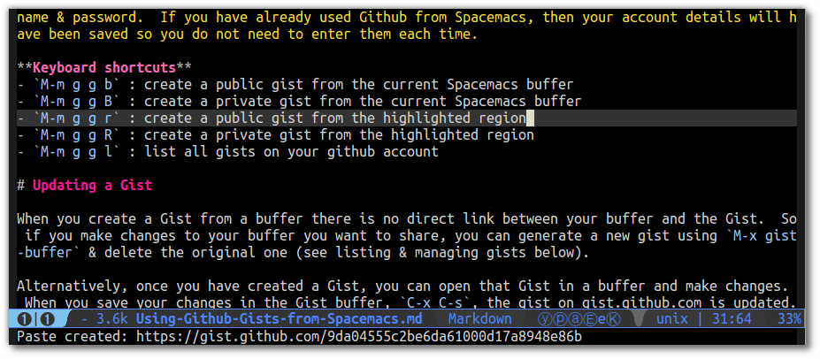 Gist - create a Gist from the current buffer