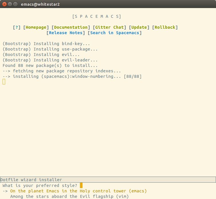 Spacemacs - selecting Holy mode